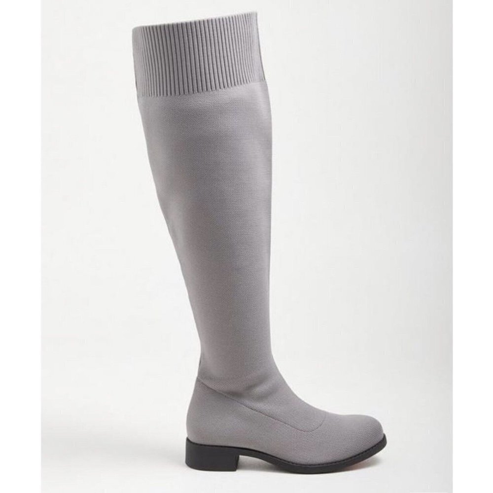 Torrid Stretch Knit Over The Knee Heel Boots Size 7 WW Wide Width Gray New
